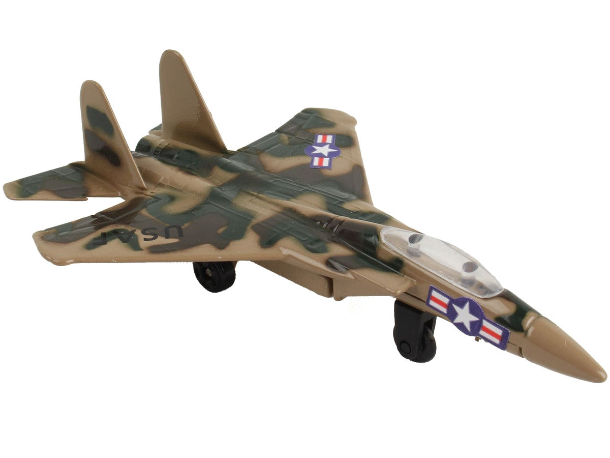 McDonnell Douglas F-15 Eagle Fighter Aircraft Desert Camouflage "United States Air Force" with Runway Section Diecast Model Airplane by Runway24-2
