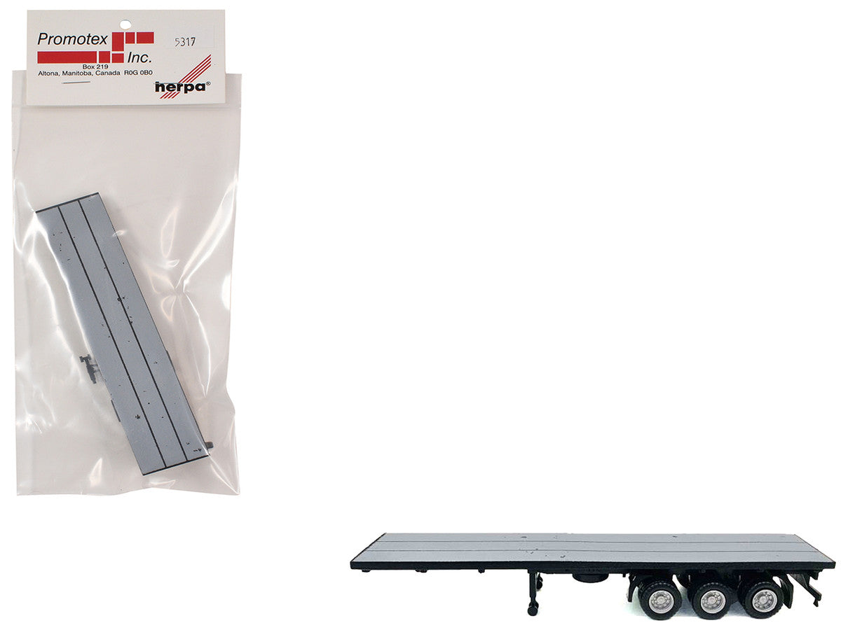 40ft 3-Axle Flatbed Trailer Gray Top 1/87 (HO) Plastic Model by Promotex-0