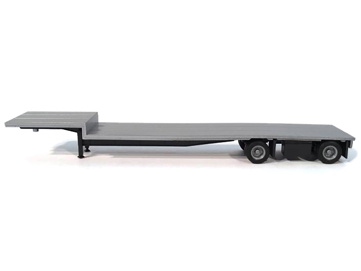 2-Axle Dropdeck Flatbed Trailer Silver Top 1/87 (HO) Plastic Model by Promotex-1