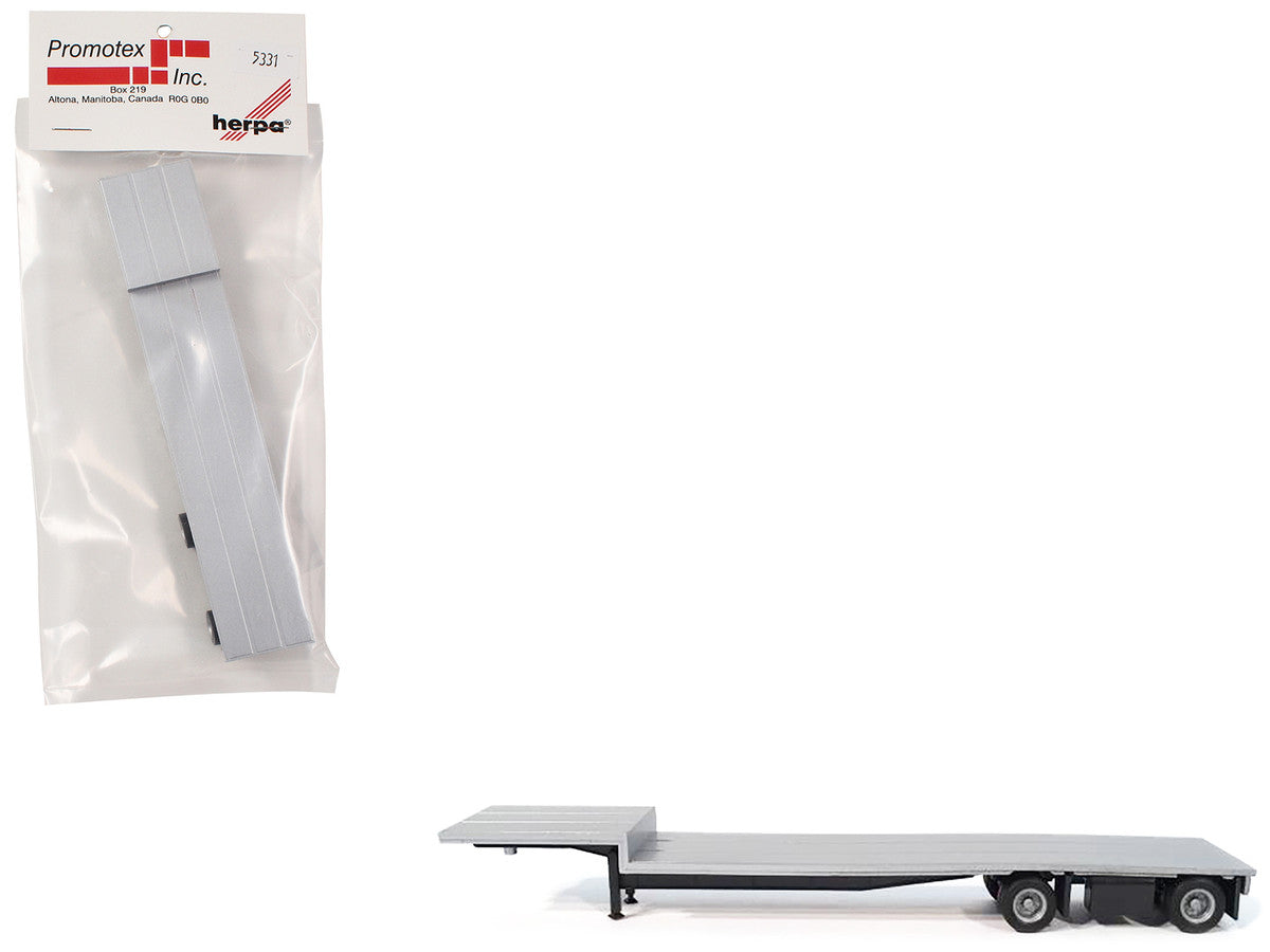 2-Axle Dropdeck Flatbed Trailer Silver Top 1/87 (HO) Plastic Model by Promotex-0