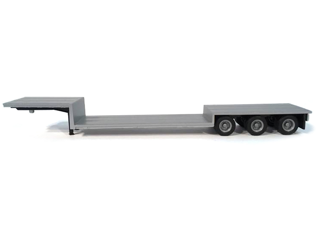 3-Axle Double-Drop Flatbed Trailer Silver Top 1/87 (HO) Plastic Model by Promotex-1