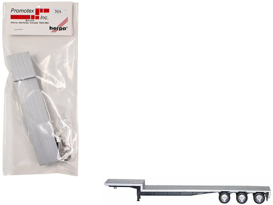 48ft 3-Axle Drop Deck Trailer with Chrome Wheels and Silver Top 1/87 (HO) Plastic Model by Promotex-0