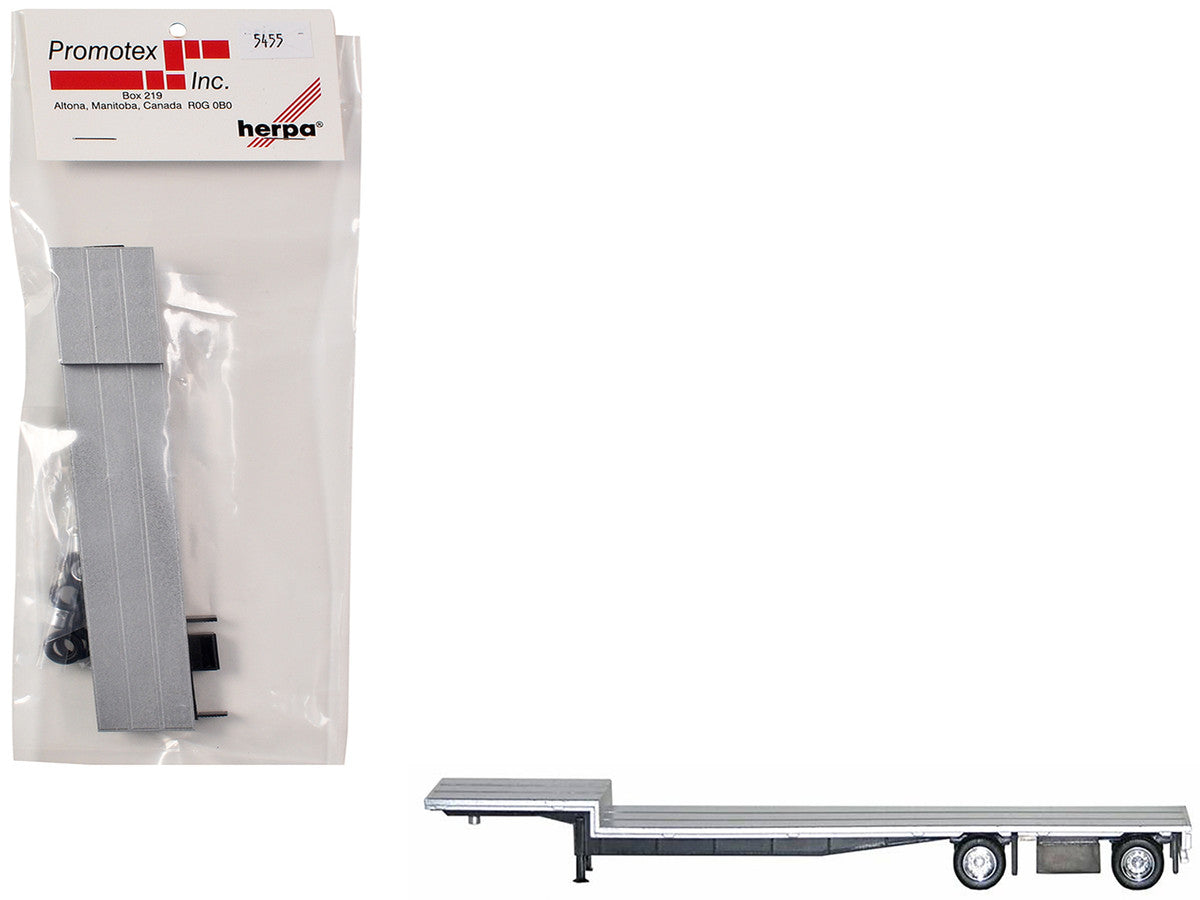 48ft Spread-Axle Drop Deck Trailer with Chrome Wheels and Silver Top 1/87 (HO) Plastic Model by Promotex-0