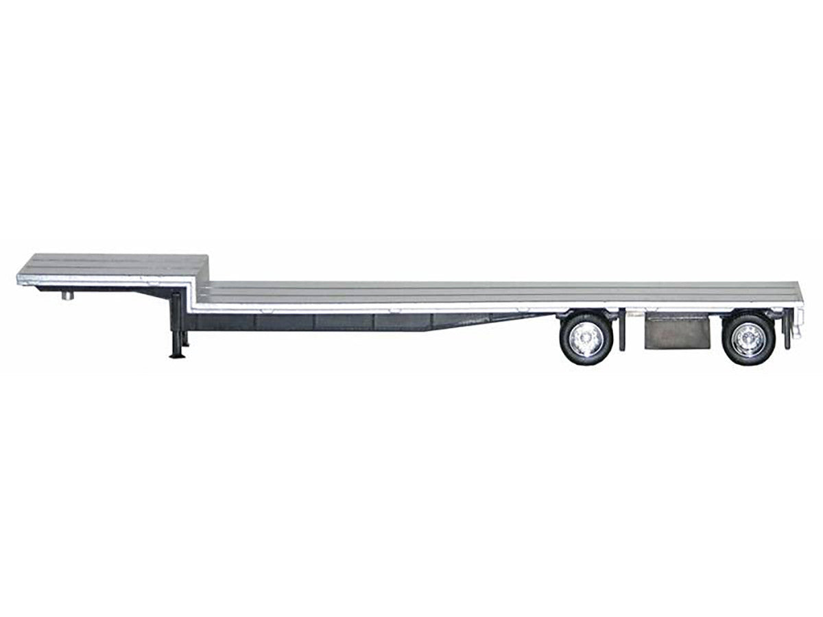 48ft Spread-Axle Drop Deck Trailer with Chrome Wheels and Silver Top 1/87 (HO) Plastic Model by Promotex-1