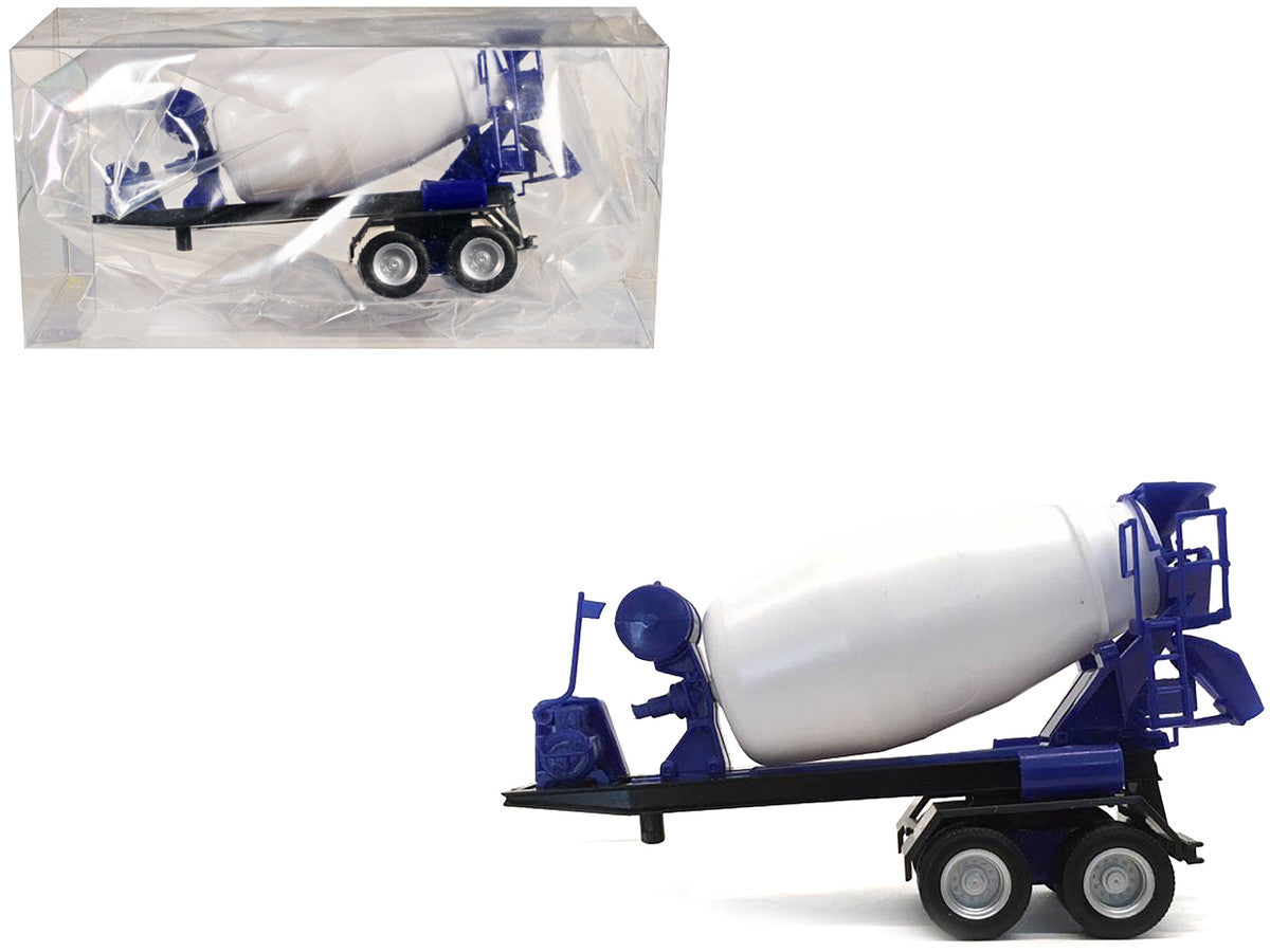 2-Axle Cement Mixer Trailer White and Blue 1/87 (HO) Plastic Model by Promotex-0