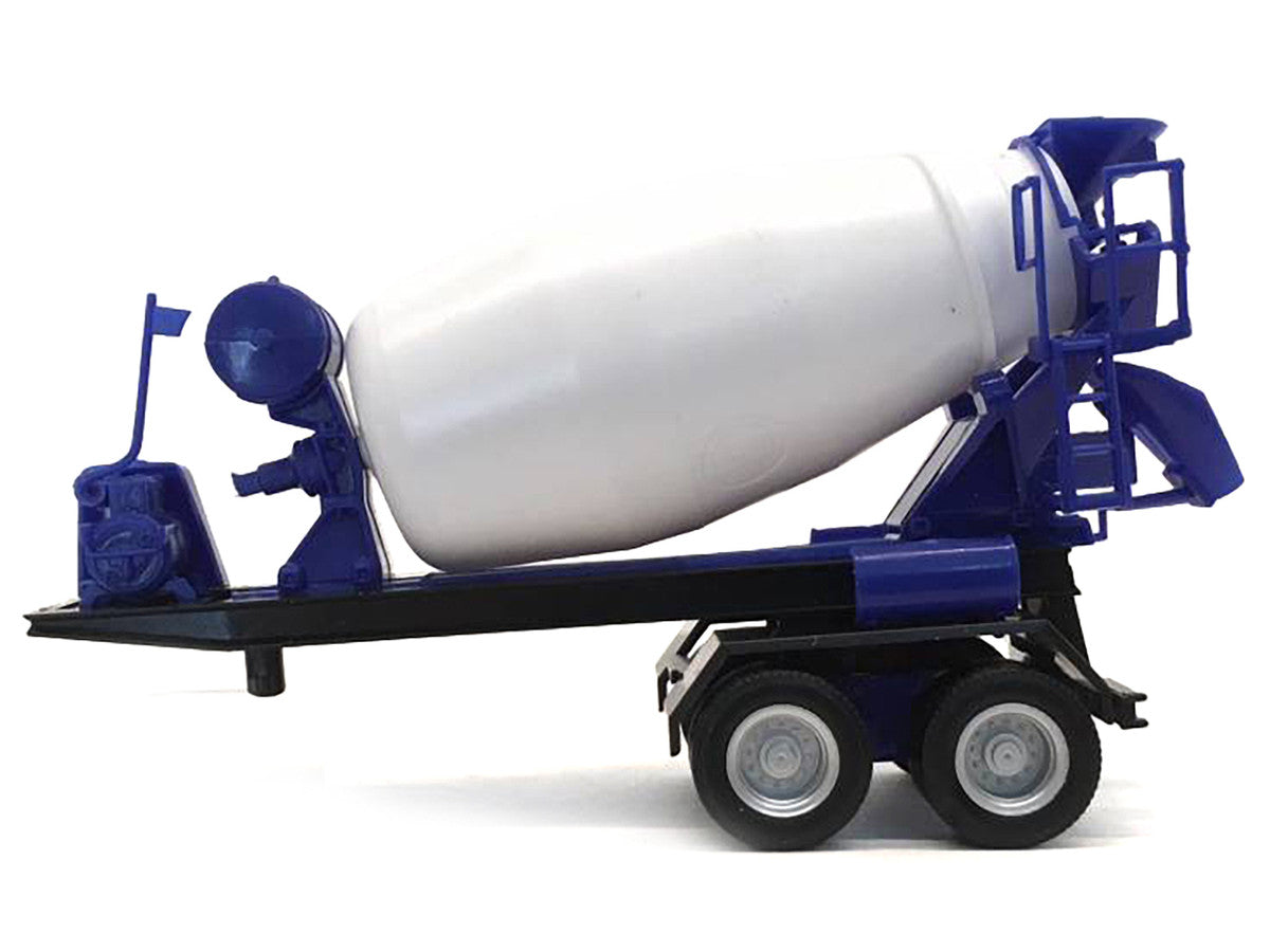 2-Axle Cement Mixer Trailer White and Blue 1/87 (HO) Plastic Model by Promotex-1