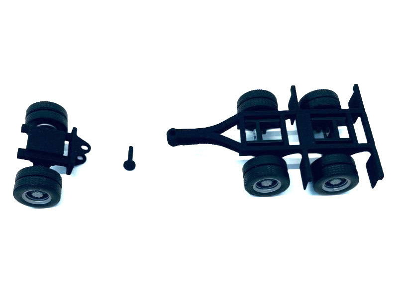 Lowboy Dual Axle Booster with Integrated Rear Axle and Fenders (2 Sets) 1/87 (HO) Plastic Model by Promotex-1