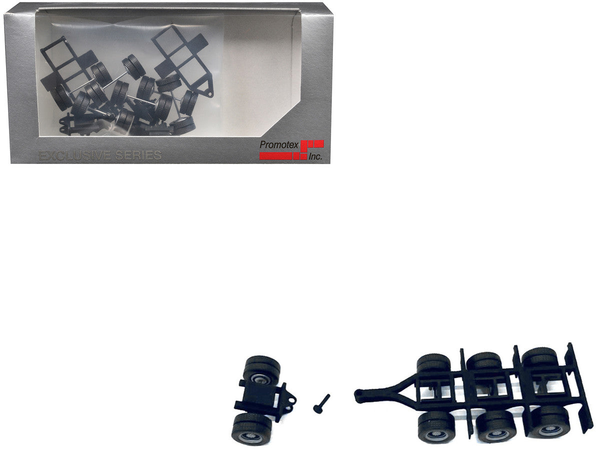 Lowboy Tri-Axle Booster with Integrated Rear Axle and Fenders (2 Sets) 1/87 (HO) Plastic Model by Promotex-0