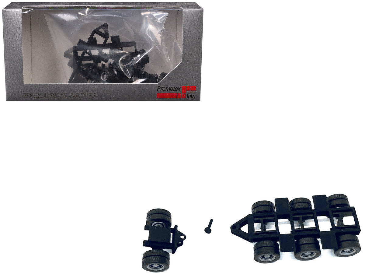 Lowboy Tri-Axle Booster with Integrated Rear Axle (2 Sets) 1/87 (HO) Plastic Model by Promotex-0