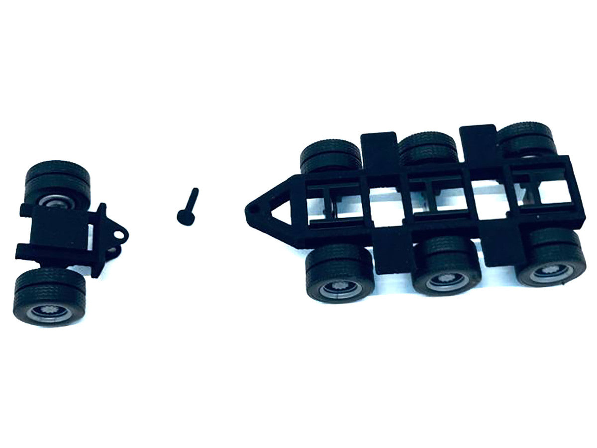Lowboy Tri-Axle Booster with Integrated Rear Axle (2 Sets) 1/87 (HO) Plastic Model by Promotex-1