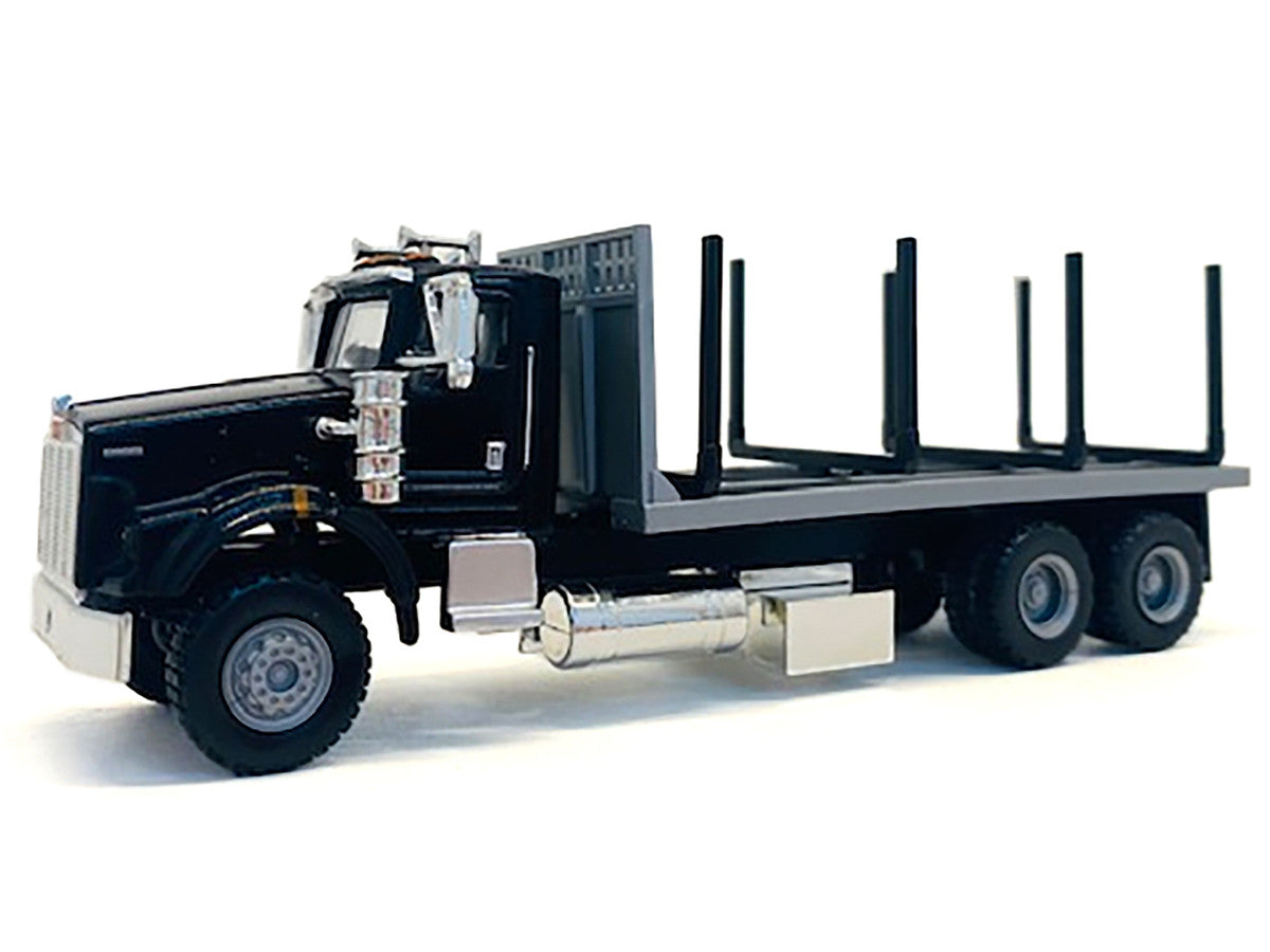 Kenworth T800 Stake Bed Truck Black 1/87 (HO) Plastic Model Car by Promotex-0