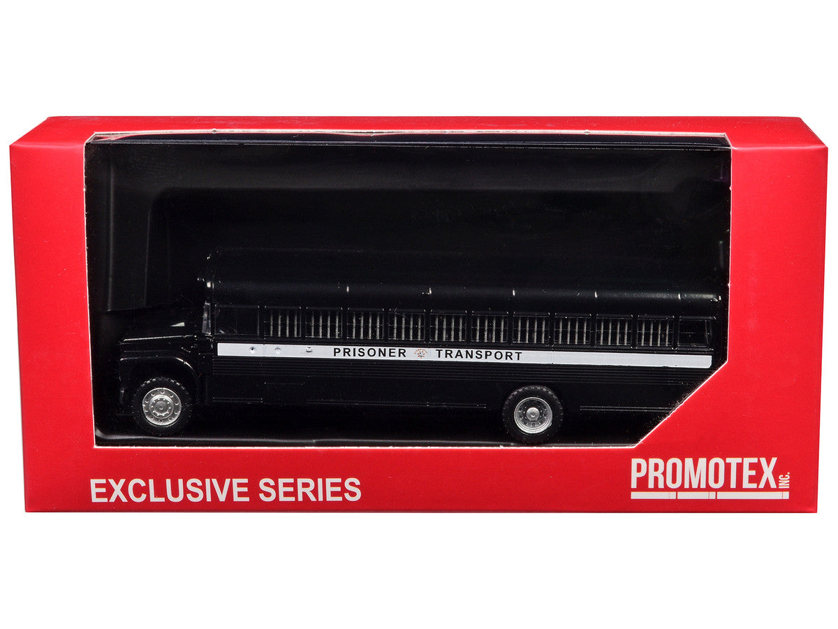 Prisoner Transport Bus Black 1/87 (HO) Plastic Model Car by Promotex-2