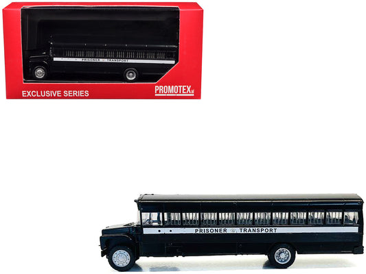 Prisoner Transport Bus Black 1/87 (HO) Plastic Model Car by Promotex-0