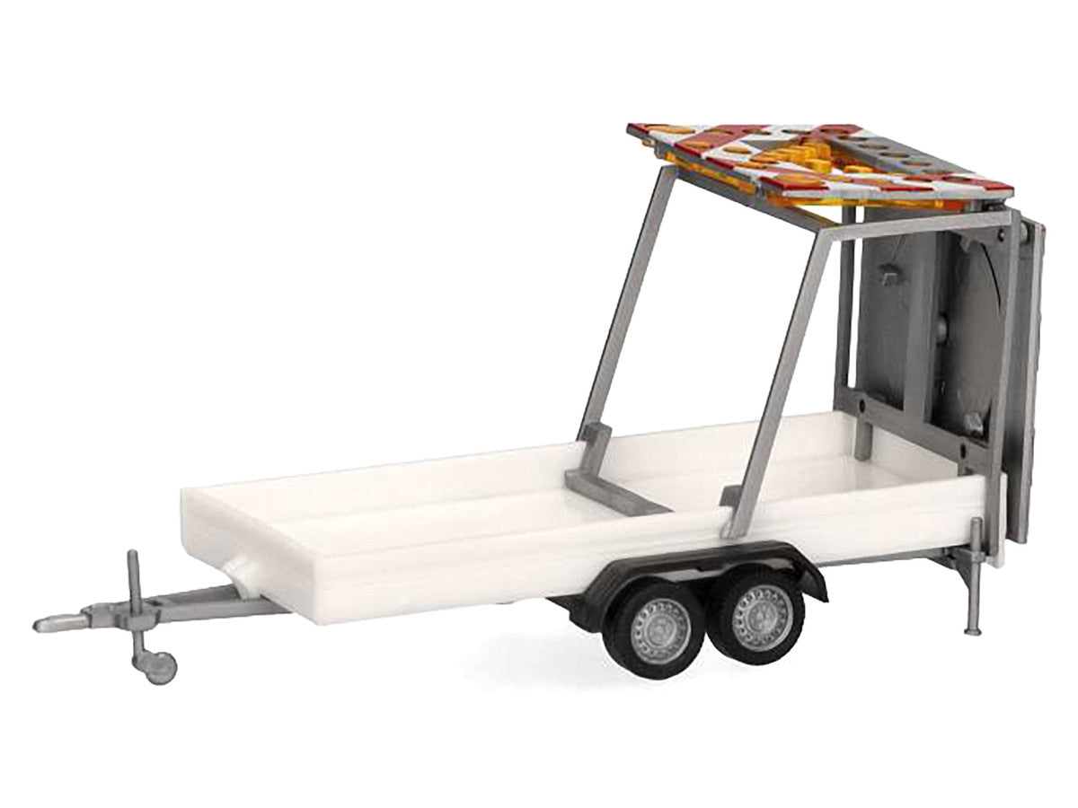 Road Maintenance Trailer White with Striped Top 1/87 (HO) Plastic Model by Promotex-1