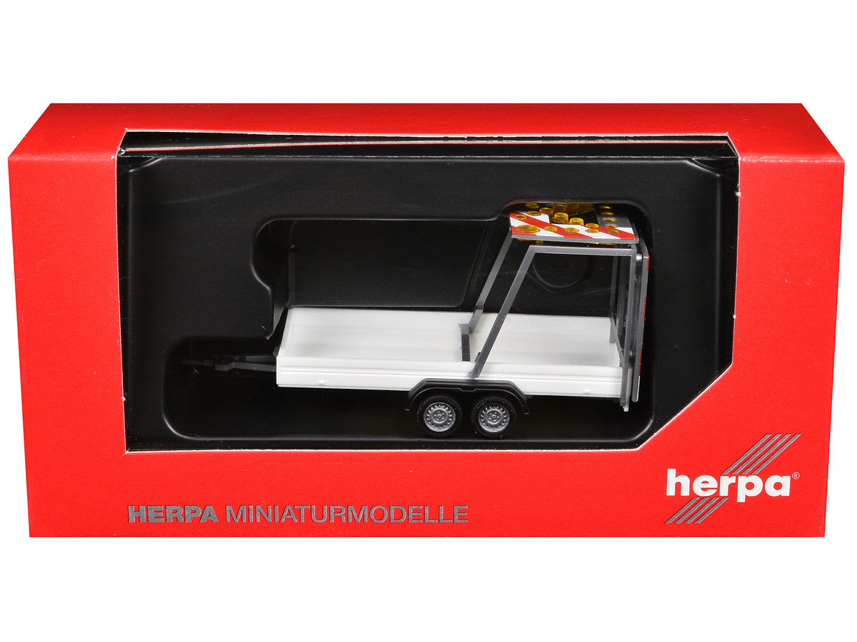 Road Maintenance Trailer White with Striped Top 1/87 (HO) Plastic Model by Promotex-2