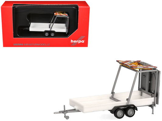 Road Maintenance Trailer White with Striped Top 1/87 (HO) Plastic Model by Promotex-0