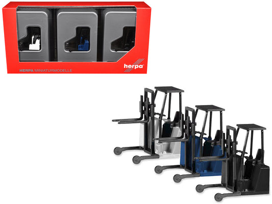 Forklifts with Trailer Bumper 3 Piece Set 1/87 (HO) Plastic Models by Promotex-0