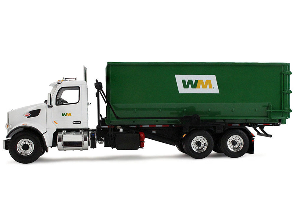 Peterbilt 567 Refuse Garbage Truck with 40 Yard Roll-Off Container "Waste Management" White and Green 1/34 Diecast Model by First Gear-2