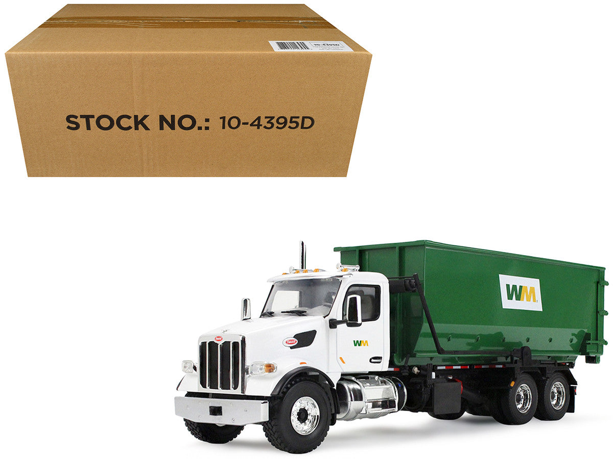 Peterbilt 567 Refuse Garbage Truck with 40 Yard Roll-Off Container "Waste Management" White and Green 1/34 Diecast Model by First Gear-0