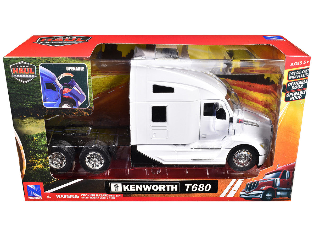 Kenworth T680 Truck Tractor White "Long Haul Truckers" Series 1/32 Diecast Model by New Ray-1