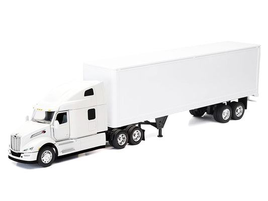 Peterbilt 579 Truck White with Dry Goods Trailer White "Long Haul Truckers" Series 1/32 Diecast Model by New Ray-0