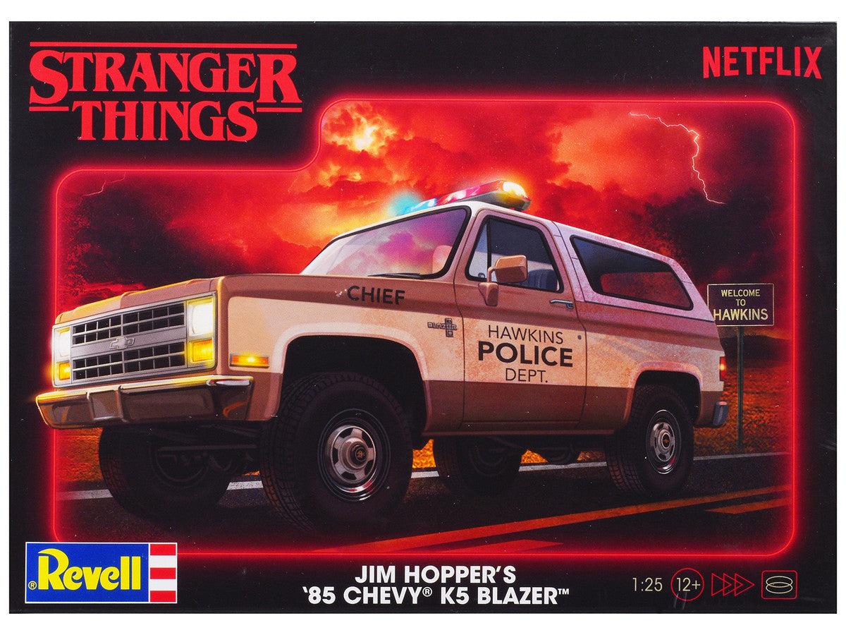 Level 4 Model Kit Jim Hopper's 1985 Chevrolet K5 Blazer "Stranger Things" (2016-Current) TV Series 1/25 Scale Model by Revell-0