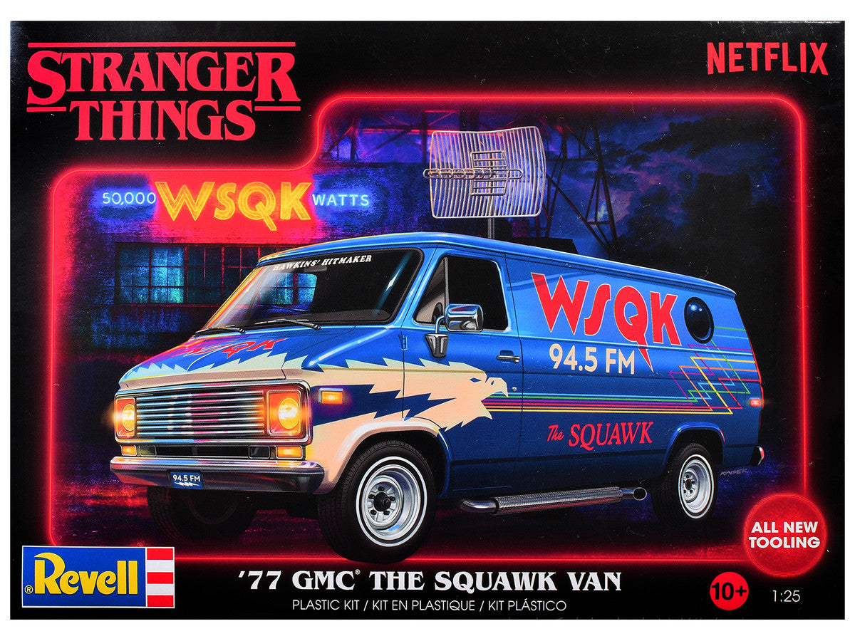 Level 3 Model Kit 1977 GMC "WSQK Squawk" Van "Stranger Things" (2016-2025) TV Series 1/25 Scale Model by Revell-0