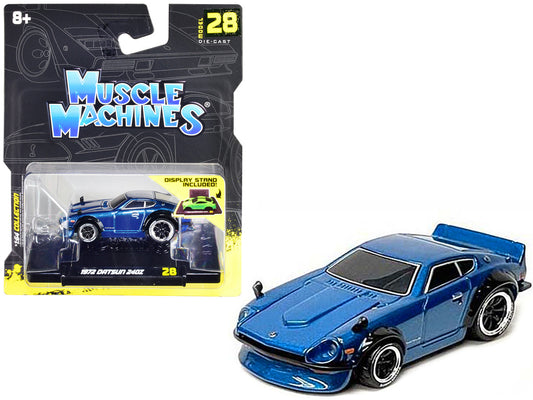 1972 Datsun 240Z Blue Metallic 1/64 Diecast Model Car by Muscle Machines-0