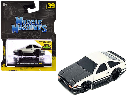 1983 Toyota Sprinter Trueno (AE86) White with Carbon Hood 1/64 Diecast Model Car by Muscle Machines-0