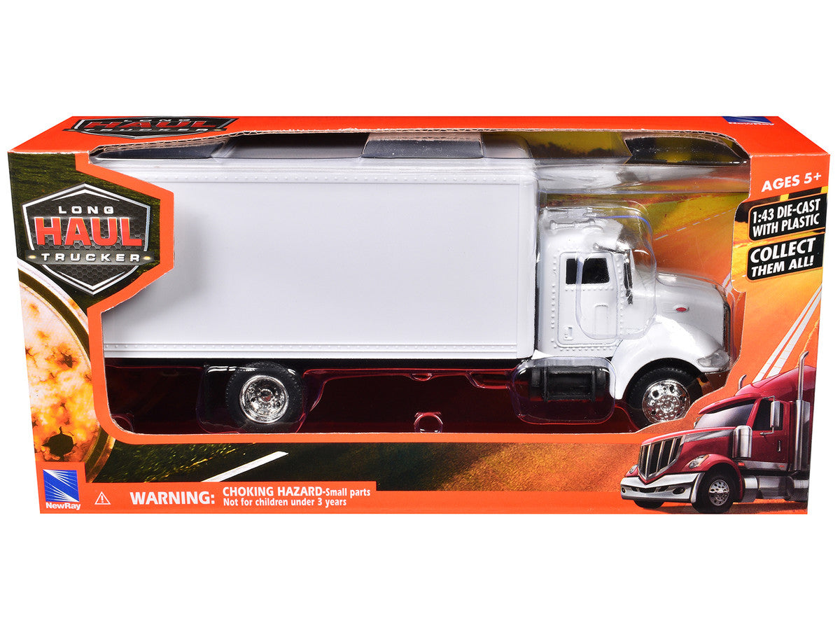 Peterbilt Utility 335 Box Truck White 1/43 Diecast Model by New Ray-1