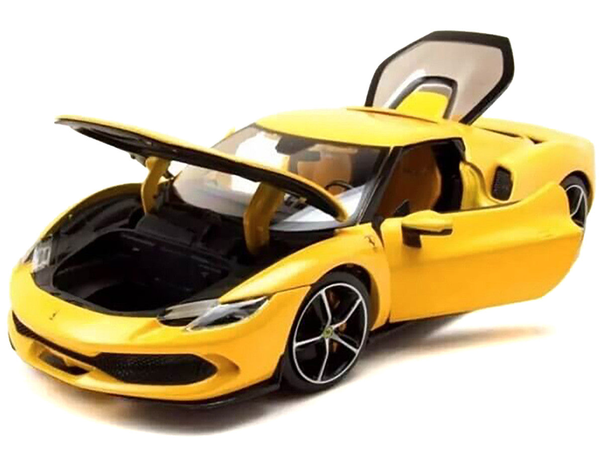 Ferrari 296 GTB Yellow "Race + Play" Series 1/18 Diecast Model Car by Bburago-2