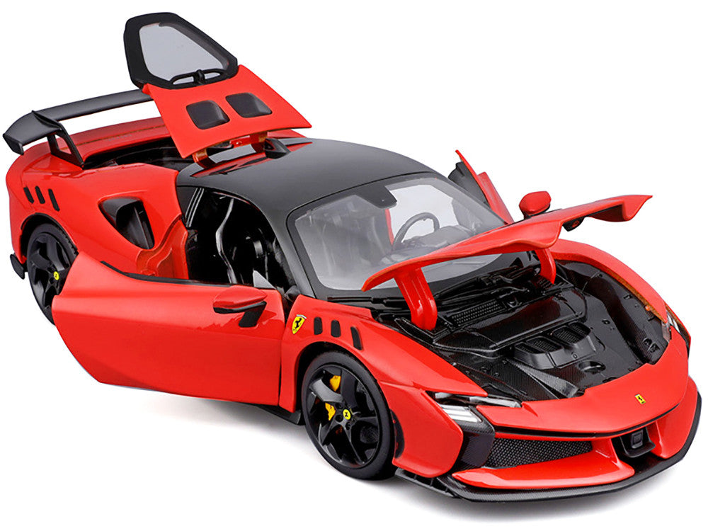 Ferrari SF90 XX Stradale Red with Black Top "Race + Play" Series 1/18 Diecast Model Car by Bburago-1