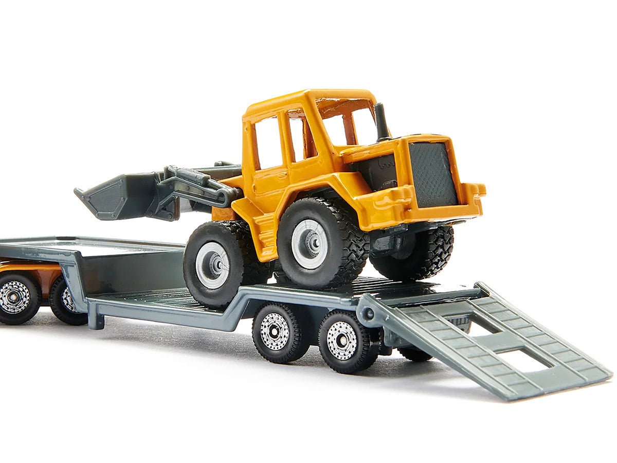 Truck with Low Loader Trailer and Front Loader Yellow Diecast Model by Siku-3
