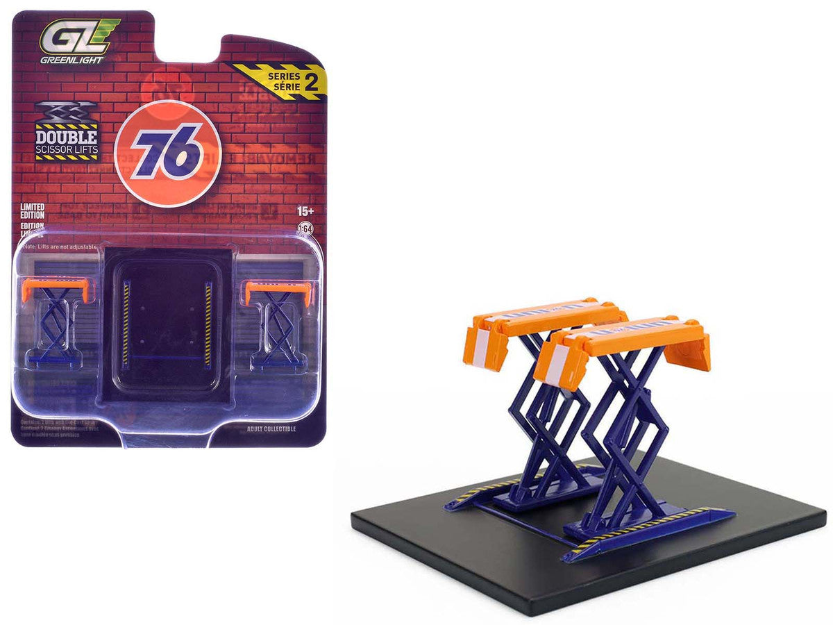 Automotive Double Scissor Lift "Union 76" Orange and Blue "Double Scissor Lifts" Series 2 1/64 Diecast Model by Greenlight-4
