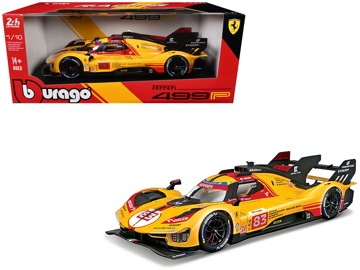 Ferrari 499P #83 Robert Kubica - Robert Shwartzman - Yifei Ye "Ferrari AF Corse" "24 Hours of Le Mans" (2024) "Racing" Series 1/18 Diecast Model Car by Bburago-0