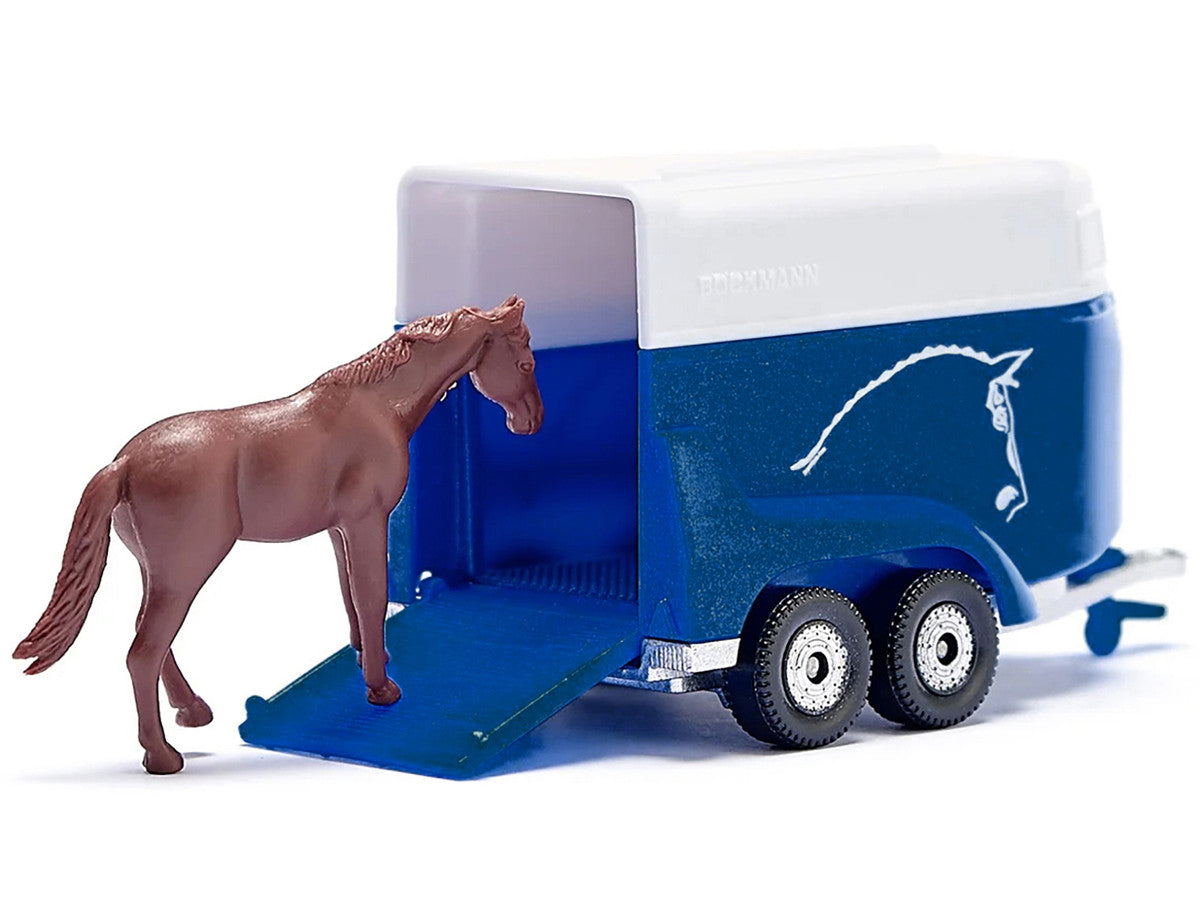 Jeep Red with Horse Trailer Blue and Horse Accessory Diecast Model by Siku-1