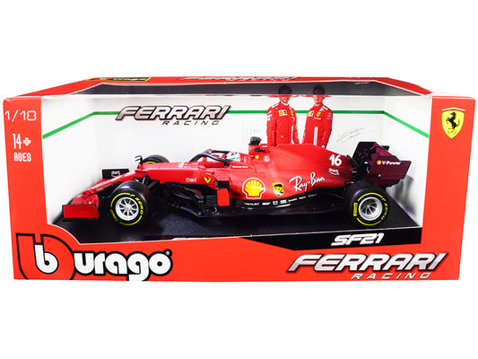 Ferrari SF21 #16 Charles Leclerc Formula One F1 Car "Ferrari Racing" Series 1/18 Diecast Model Car by Bburago-0