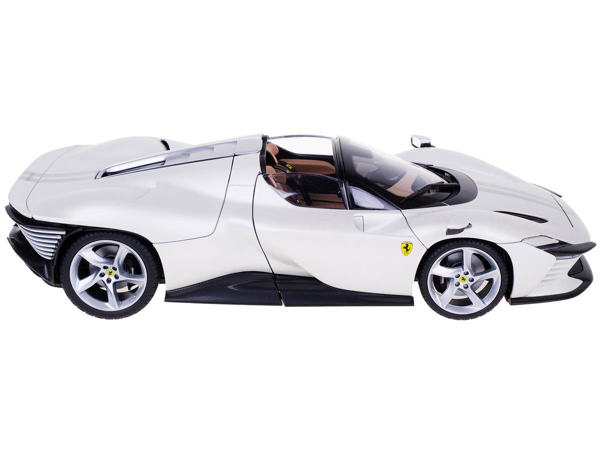 Ferrari Daytona SP3 White Metallic with Silver Stripes "Signature Series" 1/18 Diecast Model Car by Bburago-2