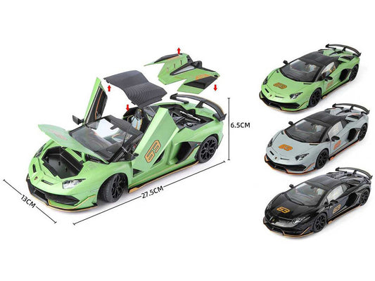 Lamborghini Aventador SVJ Roadster Green Metallic with Carbon Top and Gold Accents 1/18 Diecast Model Car by Heimanba-0