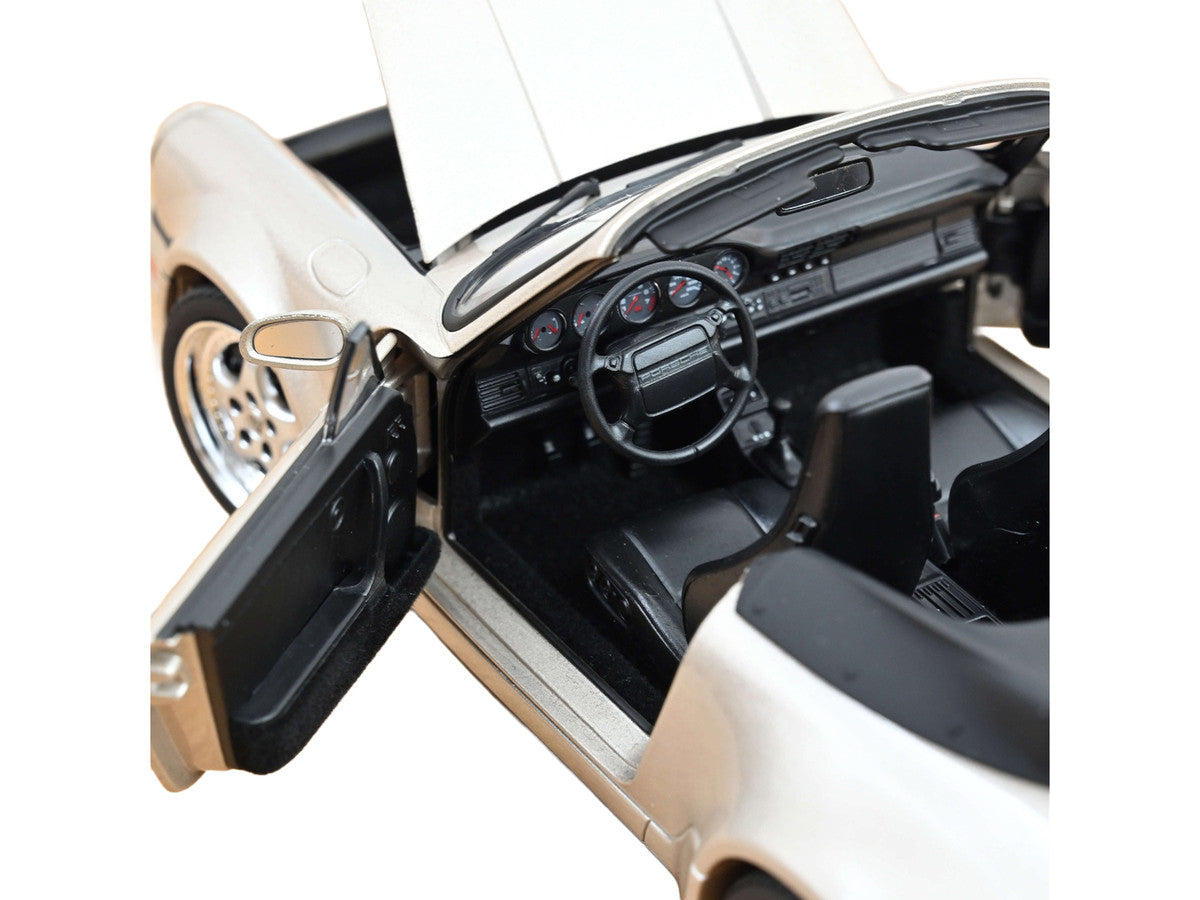 1992 Porsche 911 Carrera 2 Turbo Look Cabriolet Zermatt Silver Metallic 1/18 Diecast Model Car by Norev-3