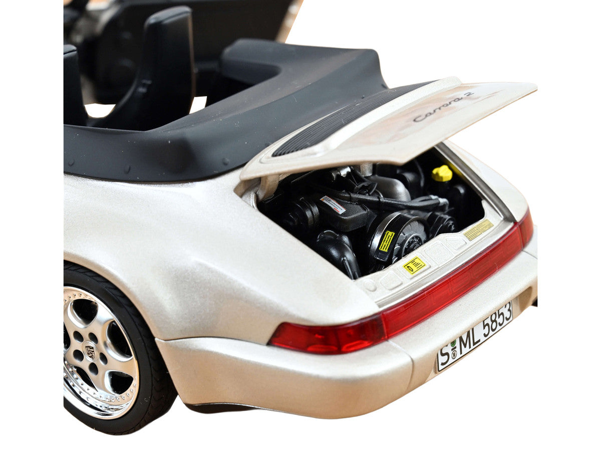 1992 Porsche 911 Carrera 2 Turbo Look Cabriolet Zermatt Silver Metallic 1/18 Diecast Model Car by Norev-1