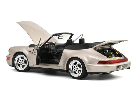 1992 Porsche 911 Carrera 2 Turbo Look Cabriolet Zermatt Silver Metallic 1/18 Diecast Model Car by Norev-0