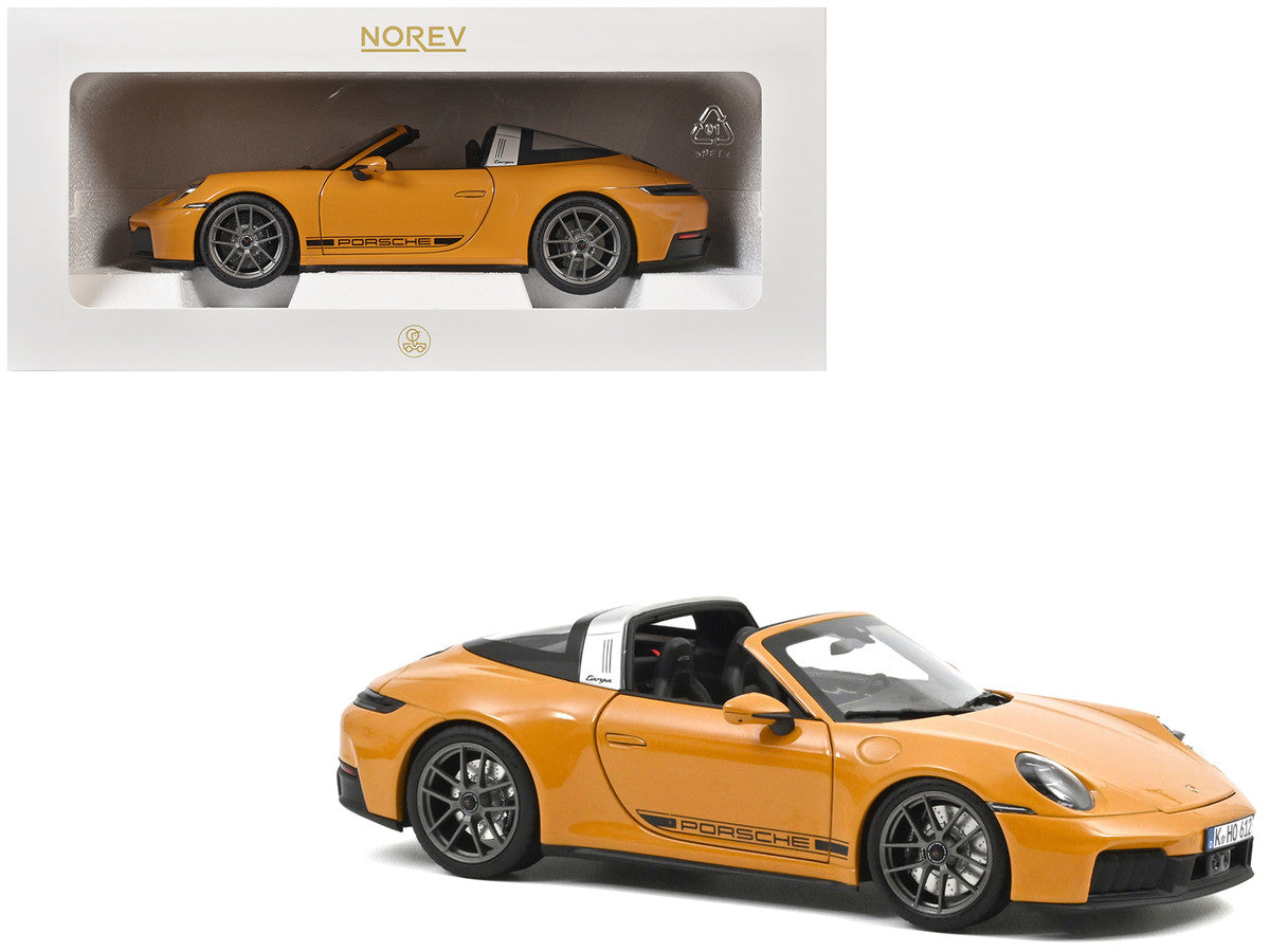 2024 Porsche 911 Targa Bahama Yellow with Black Stripes 1/18 Diecast Model Car by Norev-4