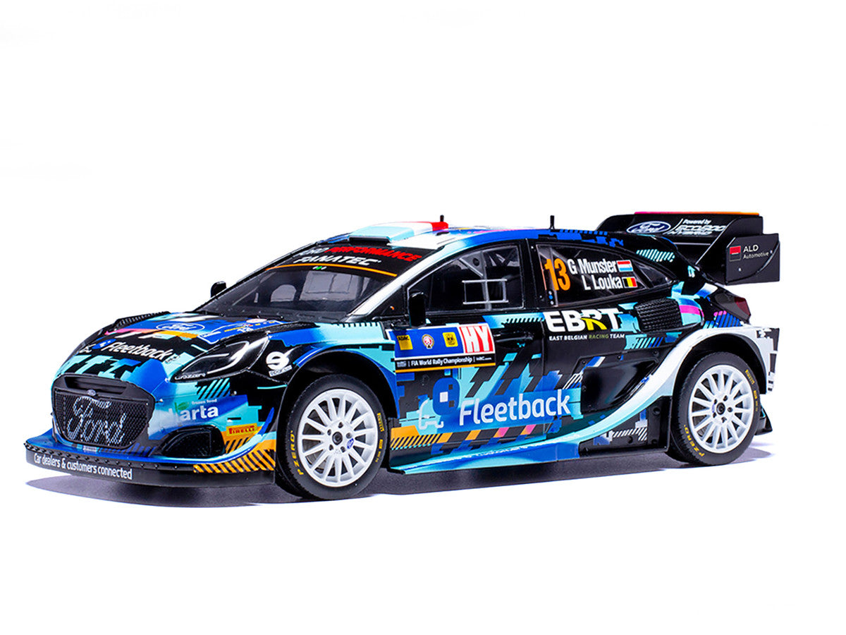 Ford Puma Rally1 #13 Gregoire Munster - Louis Louka "Central European Rally" (2023) 1/18 Diecast Model Car by IXO Models-1
