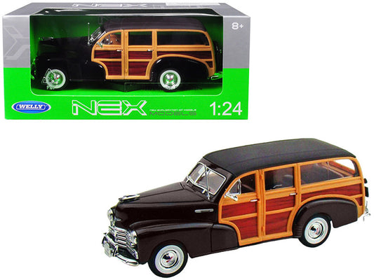 1948 Chevrolet Woody Fleetmaster Dark Brown 1/24 Diecast Model Car by Welly-0