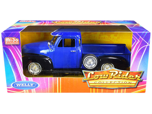 1953 Chevrolet 3100 Pickup Truck Blue and Black "Low Rider Collection" 1/24 Diecast Model Car by Welly-0