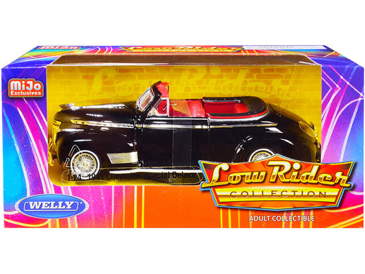 1941 Chevrolet Special Deluxe Convertible Black with Red Interior "Low Rider Collection" 1/24 Diecast Model Car by Welly-0