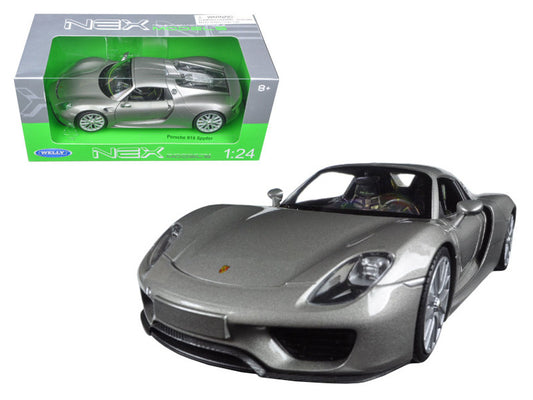 Porsche 918 Spyder Silver Closed Roof 1/24 Diecast Model Car by Welly-0