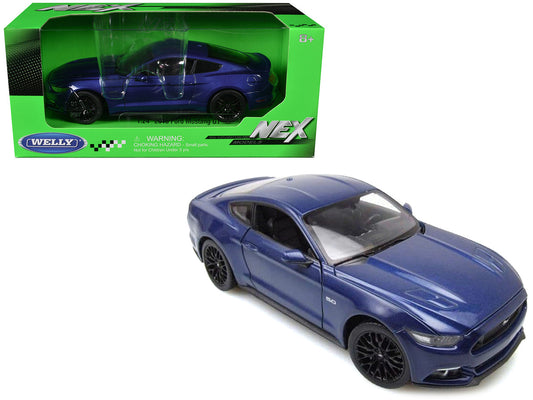 2015 Ford Mustang GT 5.0 Blue Metallic "NEX Models" Series 1/24 Diecast Model Car by Welly-0