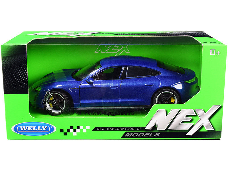 Porsche Taycan Turbo S Blue Metallic "NEX Models" 1/24 Diecast Model Car by Welly-0